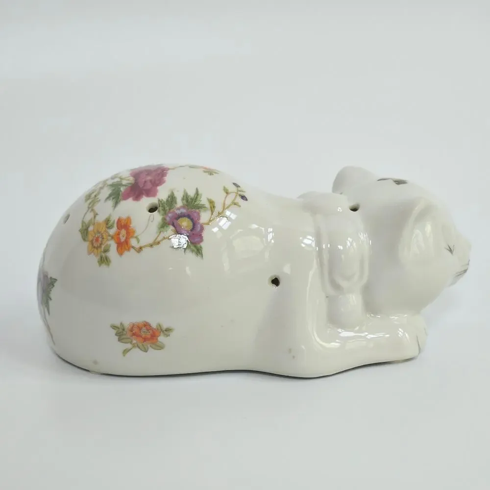Vintage East Wind San Francisco Sleeping Cat Potpourri Floral Porcelain Figurine